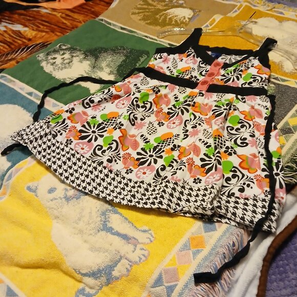 Basic Editions Girls 14/16 Pink/Black/Green Sleeveless Dress - Picture 6 of 8